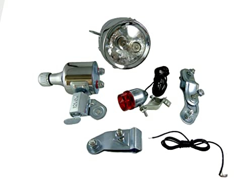 12V 6W Friction Generator Dynamo Headlight Tail Light Kit for Bicycle Motorized Bike
