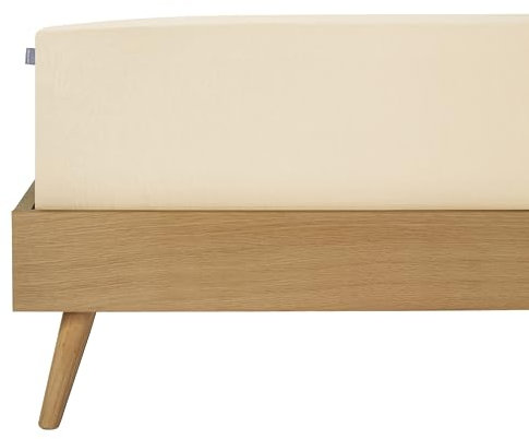 Schiesser Edeljersey Spannbettlaken Jessi | 100% gekämmte Baumwolle aus nachhaltiger Produktion | für Matratzen 90x200cm bis 100x200cm | Matratzenhöhe bis 22cm |Creme