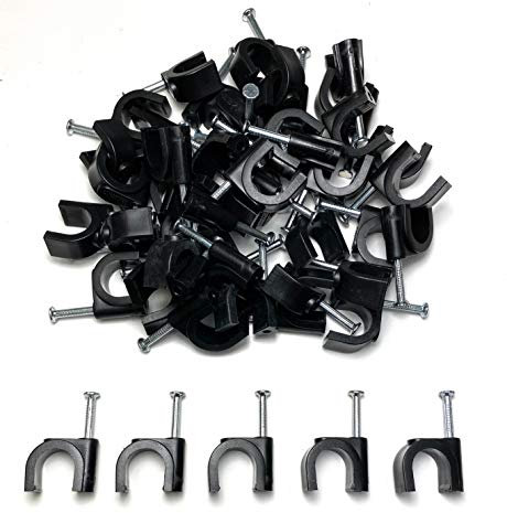 50 Stück Kabelschellen, Schwarze Nagelschelle, Kabelhalter Mit Eingestecktem Nagel, 12mm