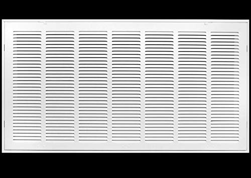 36 X 16 Steel Return Air Filter Grille for 1 Filter - Fixed Hinged - Ceiling Recommended - HVAC Duct Cover - Flat Stamped Face - White [Outer Dimensions: 38.5 X 17.75]