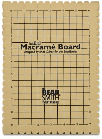 The Beadsmith Mini Macrame Board, 7.5 x 10.5 inches, 0.5-inch-Thick Foam, 6 x 9 Grid for Measuring, Bracelet Project with Instructions Included, Create Macrame and Knotting Creations