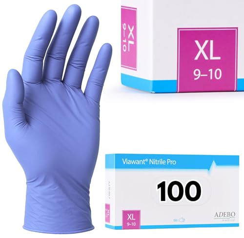 Viawant Einweghandschuhe 100 Stück | XL | Nitrilhandschuhe Blau | Puderfreie, latexfreie Einmalhandschuhe | Reißfest & feinfühlig | EN 455 & EN 374 | Gr. XS, S, M, L, XL
