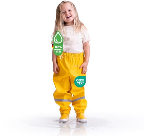 BMS Kinder Regenhose Softskin Buddelbundhose OekoTex Gelb-98