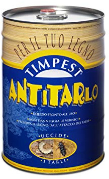 TIMPEST ANTITARLO LT. 25 - base solvente attivo contro tarli, larve, termiti e parassiti del legno - liquido pronto all'uso