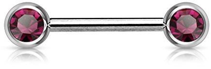 Paula & Fritz® Brustwarzen-Piercing 12mm 14mm 16mm lang Brustpiercing Intimpiercing Nippelpiercing Hantel Barbell Zirkonia