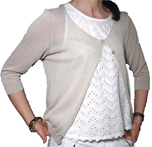 Fantasy Cardigan Spolverino Corto Coprispalle Giacchetto Bolerò Filo Viscosa Leggero Manica 3/4 Semplice Ragazza Donna