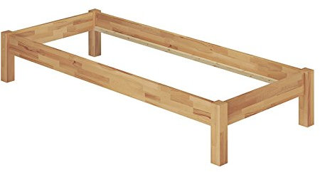 Erst-Holz®Einzelbett in Überlänge 120x220 Buche Massivholz-Bettgestell ohne Rollrost 60.84-12-220 oR
