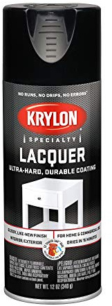 Krylon K07030 Lacquer Spray Paint Gloss Black, 12 Ounce Aerosol