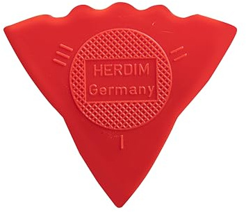 Herdim 600202 Plektrum/Pick 3-Stärken, rot, Stärke mittel, I weich, II - mittel, III - hart, 12 Stück