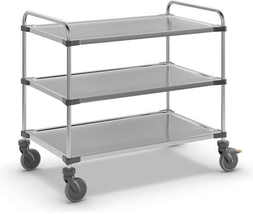 kaiserkraft | Edelstahl-Tischwagen VARITHEK SERVO+ | LxBxH 1070 x 670 x 950 mm | Ladefläche 1000 x 600 mm | 3 Etagen | Tragfähigkeit 150 kg
