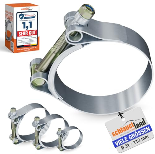10 Stück SCHLAUCHSCHELLE EDELSTAHL-SCHELLE W2 Ø 47-55mm | Edelstahl INOX V2A 1.4301 rostfrei | GRÖSSEN 31-113mm & 1/10/20/50/100er Pack | Befestigung T-Bolzen Gelenkbolzenschelle Rohrschelle TOP
