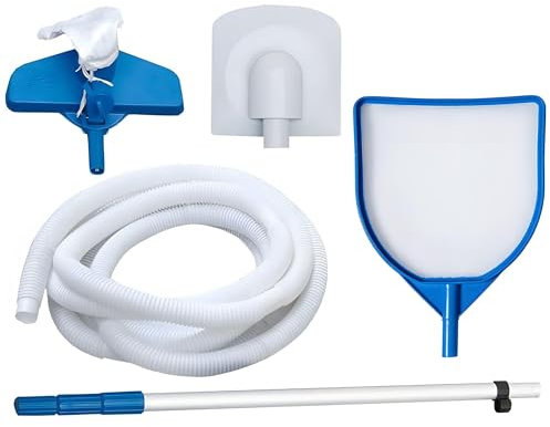 Summer Waves Poolreiniger Bodensauger Poolsauger - Pool Reinigungsset mit Teleskopstange Pool Sauger Kescher Schmutzbeutel - Poolreinigungsset Pool Bodensauger Staubsauger für Schwimmbad QuickUp Pool