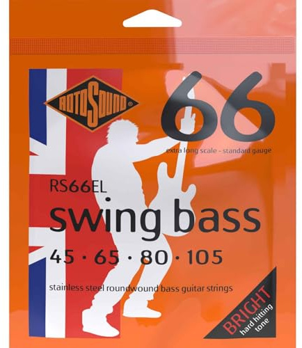 Rotosound Corde per basso elettrico SWING 66 STAINLESS SETS 4 corde RS66EL EX-LONG SCALE Stainless Standard 45-105
