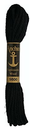 Anchor Stickgarne, 100% Wolle, schwarz, 10m, 4238000-09800
