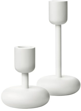 Iittala Kerzenständer, Metall, Weiß, Höhen: 10,7+ 18,3 cm