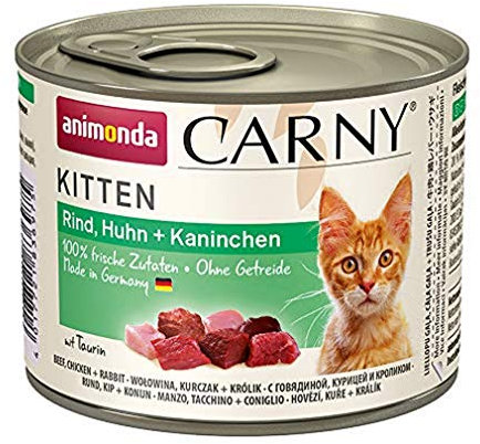 animonda Carny Kitten Katzenfutter, Nassfutter Katzen bis 1 Jahr, Rind, Huhn + Kaninchen, 6 x 200 g