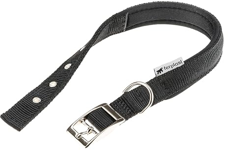 Ferplast Collare Cane Taglia Media Collare per Cani in Nylon Imbottito Regolabile Fibbia Metallica, Misura Collo 32-39 cm, Nero