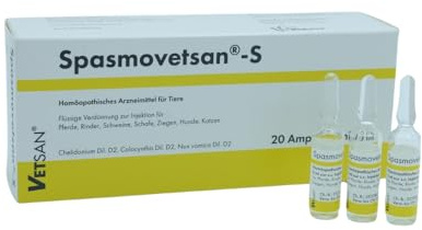 DHU Spasmovetsan-S liquid dilution for injection for horses, cattle, pigs, sheep, goats, cats and dogs, 20 ampoules