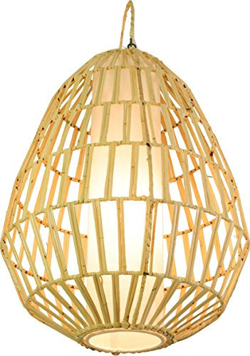 GURU SHOP Deckenlampe/Deckenleuchte, in Bali Handgemacht aus Naturmaterial, Bambus, Baumwolle - Modell Tulamben, 49x35x35 cm
