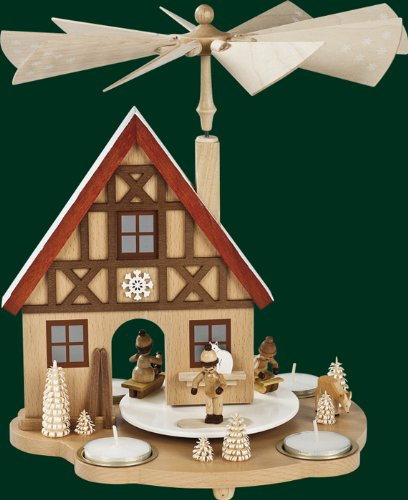 Rudolphs Schatzkiste Table Pyramid House of Winter Children tealight Pyramid Folk Art 29cm Erzgebirge New