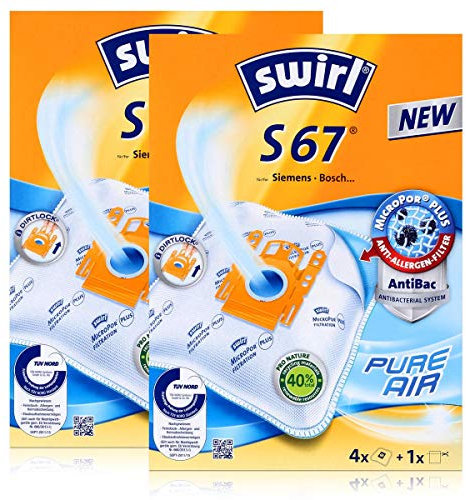 8 Original SWIRL S67 Staubsaugerbeutel passend für Siemens VS Z30000...39999 - Z 3.0
