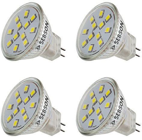 SEBSON LED Lampe GU4/ MR11 2W (1.6W), ersetzt 20W Glühlampe, warmweiß, 150lm, Leuchtmittel 110°, 12V DC, 4er Pack