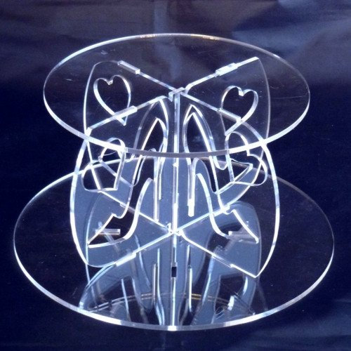 Servewell High Heel and Heart Design Round Single Tier Cake Stand - Clear - Base 30 cm, Top 28 cm
