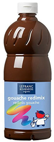 Lefranc Bourgeois - Gouache liquide Redimix pour enfants - Bouteille 1L - Terre d’ombre brûlée