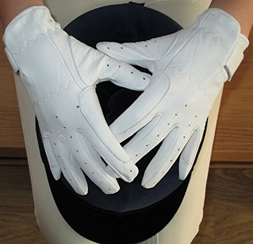 Hands On Equestrian Ladies Dressage Gloves Horse Riding White or Cream (White, Small)