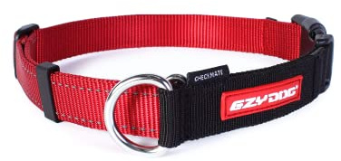 EzyDog Hundehalsband Checkmate – Zugstopp Halsband zum Erziehen für Hunde – Verstellbares Zughalsband für große, mittlere und kleine Hunde (M, Rot)