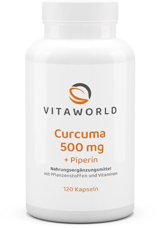 3er Pack Vita World Curcuma 500mg + Bioperine 360 Vegi Kapseln Apotheker-Herstellung