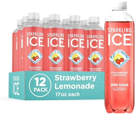 Sparkling Ice, Strawberry Lemonade Sparkling Water, Zero Sugar Flavored Water, with Vitamins and Antioxidants, Low Calorie Beverage, 17 fl oz Bottles (Pack of 12)
