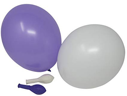 100 Luftballons je 50 lila & weiß Qualitätsballons 27 cm Ø (Standardgröße B85)