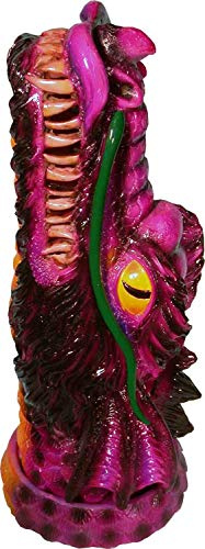 Smoking Dragon Gothic Mythical Fire Breathing Purple Head Smoking Tower ash-Catcher Stick and Cone Tower Box Incense Holder Burner Combo, Fantasy Home Decor