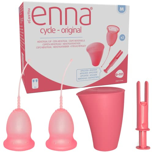 enna cycle original - 2 Copas Menstruales, Caja Esterilizadora y Aplicador, TALLA M