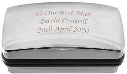 Custom Personalised Chrome Finish Cufflink Box. Ideal For Weddings, Xmas, Dad, Teacher.