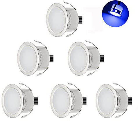 CHNXU 6er Set LED Einbaustrahler Blau Bodeneinbaustrahler 12V Ø30mm Deckenspots 0,6W 9LM Terrassenbeleuchtung Außen IP67 Wasserdichte LED Bodenleuchten Treppen Beleuchtung