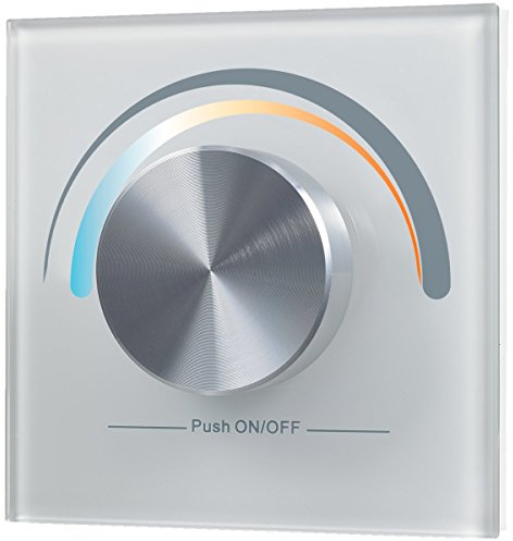 iluminize Variateur mural sans fil : avec bouton rotatif, pour LED duo blanches, installation de boîte d'interrupteur, pas d'appareil universel : contrôleur radio nécessaire (pour LED duo blancs).
