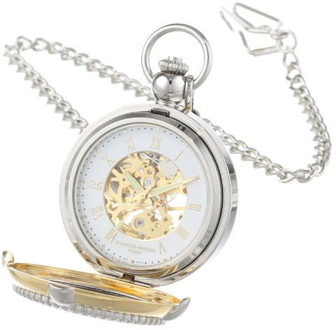 Charles Hubert 3846 Two-Tone Mechanical Picture Frame Pocket Watch