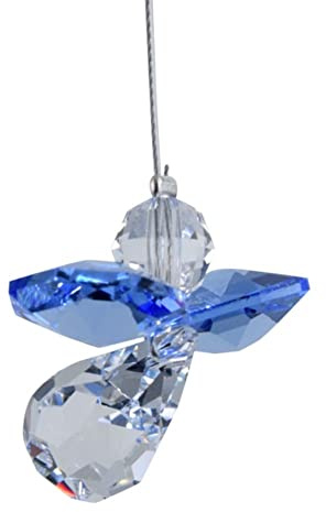 Hanging Crystal Guardian Angel Birthstone Suncatcher SEPTEMBER - SAPPHIRE - Embellished with Swarovski Crystals