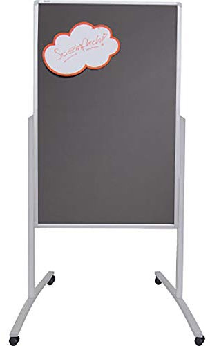 Franken MTF801312 Kombi Moderations Tafel mobil (Pin-/Schreibtafel und Flipchart, 125 x 78 cm) grau