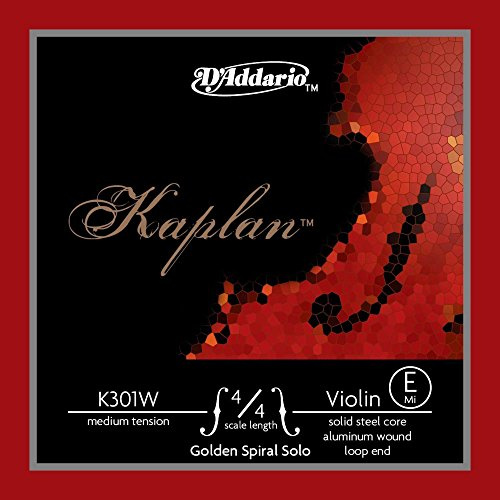 D'Addario Kaplan Golden Spiral Solo Violinensaite - Einzelsaite E - K301W - Violinsaiten - 4/4 Skala, Mittlere Spannung, Schleifende