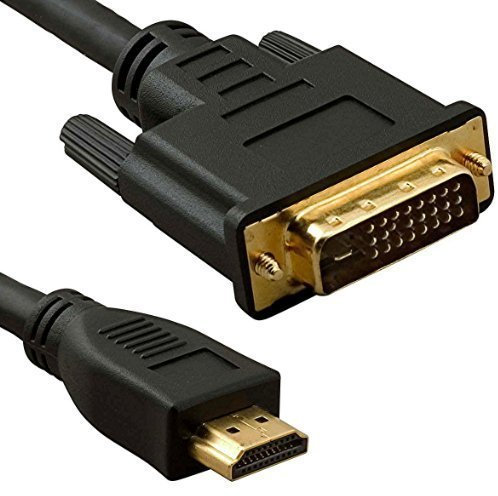 2m HDMI to DVI Cable - Pro Quality (100% Copper Wire & Oxygen Free OFC) ~ 1080p (Full HD) ~ v1.3 ~ Video ~ DVI-D (Dual Link) 24+1 Pins ~ 24k Gold Plated