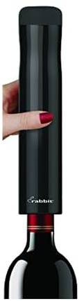 Rabbit Automatic Electric Corkscrew Wine Opener, Cordless Rechargeable, One-Touch Operation, Sleek Shiny Black Finish, Easy to Use for Wine Lovers