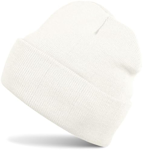 styleBREAKER Gorro de niño, Gorro de Punto con ala Ancha, Gorro de Punto Fino, Gorro para niños de 2 a 5 años 04024030, Color:Blanco (Blanco-Crema)
