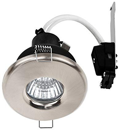 MiniSun | Shower/Soffit Brushed Chrome Recessed Ceiling Downlights | LED Bulbs, Home Décor & Improvement Essential | Pack of 6 | Includes Bulb [6500K Cool White] | Mains Wired