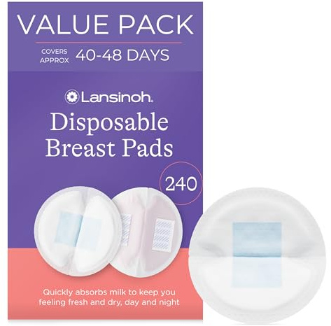 Lansinoh Nursing Pads, 4 Packs of 60 (240 count) Stay Dry Disposable Breast Pads