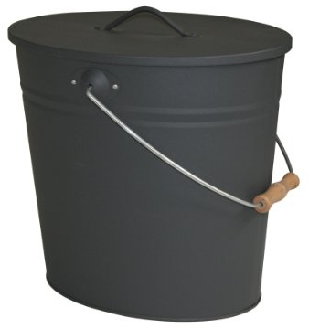 Kamino-Flam Ascheeimer mit Deckel - Kohleeimer 15 Liter aus Stahlblech im Schwarz - Kamineimer mit Deckel - Ascher Allzweckeimer für den Innen- und Außenbereich