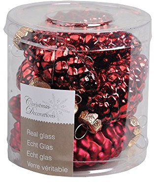 Glas-Tannenzapfen, 60 mm, Glanz/matt, 12 Zapfen/Dose, Ochsenblut