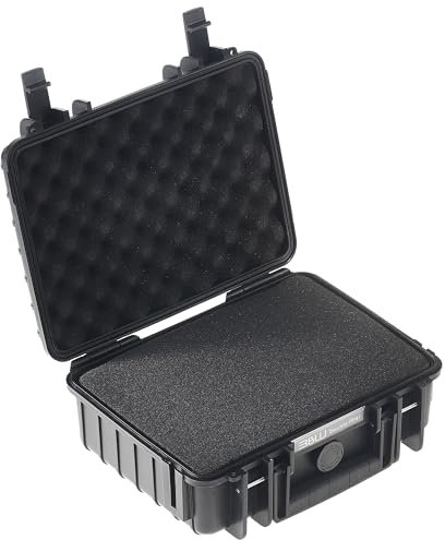 B&W International Transportkoffer Outdoor 1000 (PP.41) Schwarz – mit Würfelschaum – Wasserdicht (IP67), staubdicht, schlagfest & extrem robust